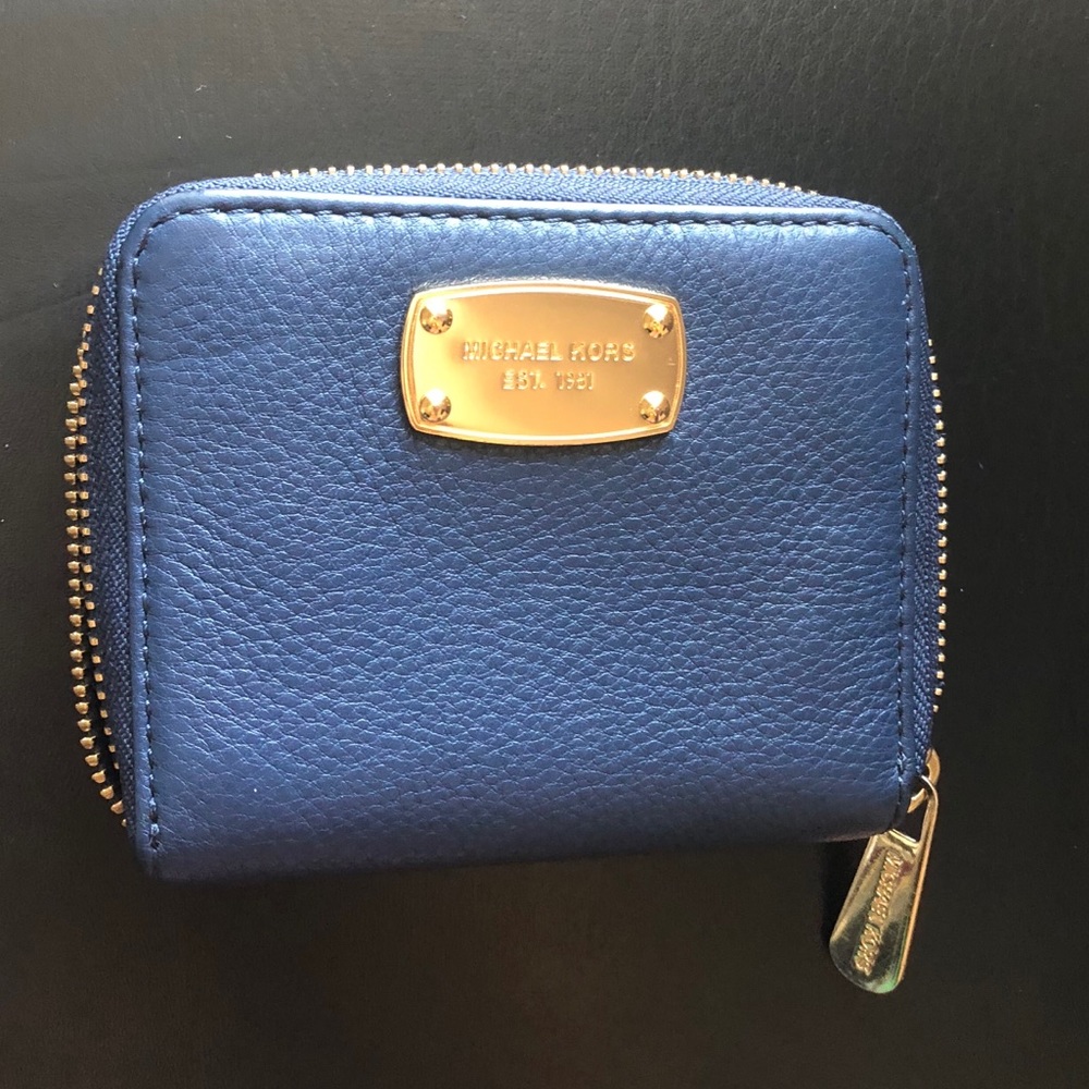 Michael Kors blue small leather wallet